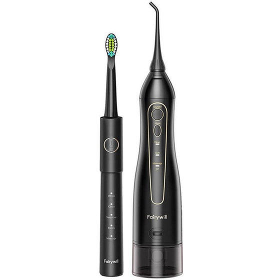 Ηλεκτρική Οδοντόβουρτσα και Flosser FAIRYWILL FW-E11 + FW-5020E - Μαύρο image 1