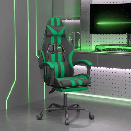 Καρέκλα Gaming VIDAXL 3143833 με Υποπόδιο από Τεχνητό Δέρμα - Μαύρο image 9