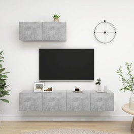 Έπιπλα Τηλεόρασης VidaXLΜοριοσανίδα 3 Τμχ 80x30x30 cm - Γκρι