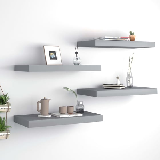 Ράφια Τοίχου VidaXL από MDF 50x23x3.8 cm 4 Τμχ - Γκρι image 2