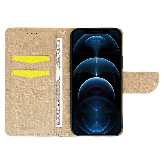 Θήκη Apple iPhone 14 Pro Max - Sonique Trend Book - Μαύρο/Χρυσό image 1