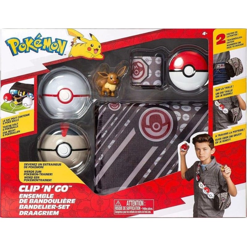 Φιγούρα Jazwares Pokemon Clip n Go - Premier Ball, Timer Ball And Eevee Bandolier φωτογραφία