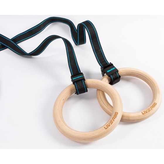 Κρίκοι Γυμναστικής Livepro Β-8123 Ξύλινοι - Μπεζ/Μαύρο image 1