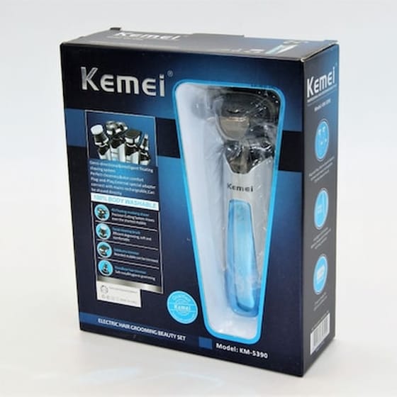 Σετ Ανδρικής Περιποίησης KEMEI KM-5390 Προσώπου 4 σε 1 με 2 Trimmers για Υγρό και Στεγνό Ξύρισμα image 0