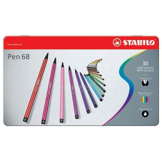 Μαρκαδόροι Γραφής Stabilo Arty Point 68 Μεταλλική Θήκη 1.0 mm (30 Τεμάχια) image 0