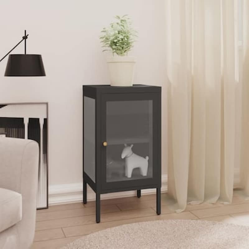 Vidaxl Μπουφές Ανθρακί 38 X 35 X 70 Εκ. Από Ατσάλι Και Γυαλί