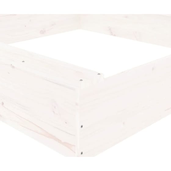 VidaXL Αμμοδόχος με Καθίσματα Τετράγωνη 111x111x20cm Ξύλινη - Λευκό image 6