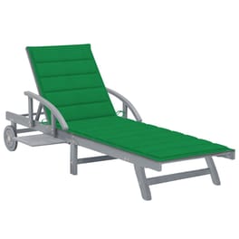 Ξαπλώστρα VidaXL από Μασίφ Ξύλο Ακακίας 200x68x30-86 cm - Γκρι/Πράσινη
