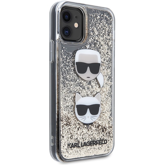 Θήκη Apple iPhone 11 - Karl Lagerfeld Liquid Glitter Case 2 Heads - Black/Glitter Gold image 3