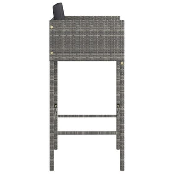 Σκαμπό Κήπου VidaXL με Μαξιλάρια από Ρατάν 50x48x100 cm 2 Τμχ - Γκρι image 5
