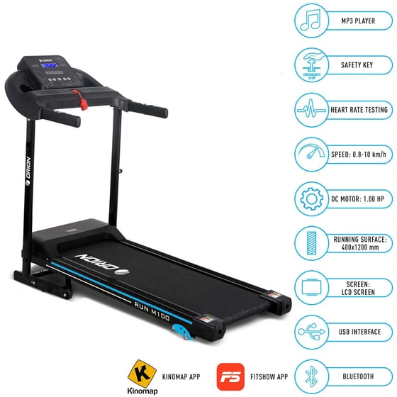 Ηλεκτρικός Διάδρομος Γυμναστικής Orion Run M100 Smart 1.0 HP - Μαύρο/ Μπλε image 3