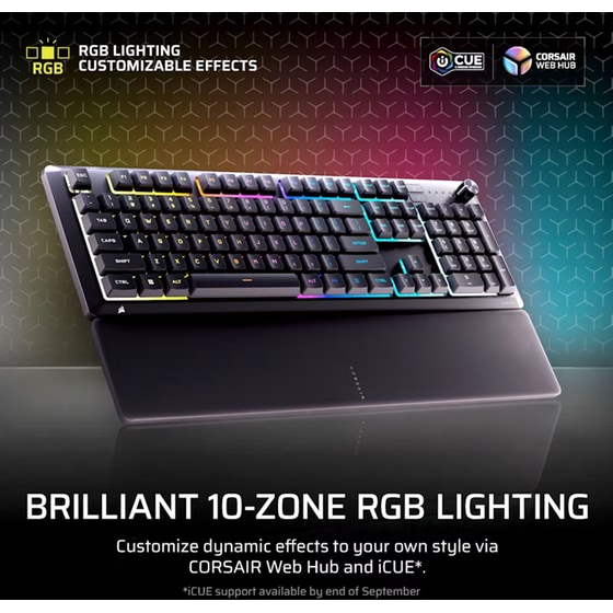 Corsair Skiff 100 Gaming Μεμβράνης Ενσύρματο Πληκτρολόγιο Full Size με RGB φωτισμό (US) image 3