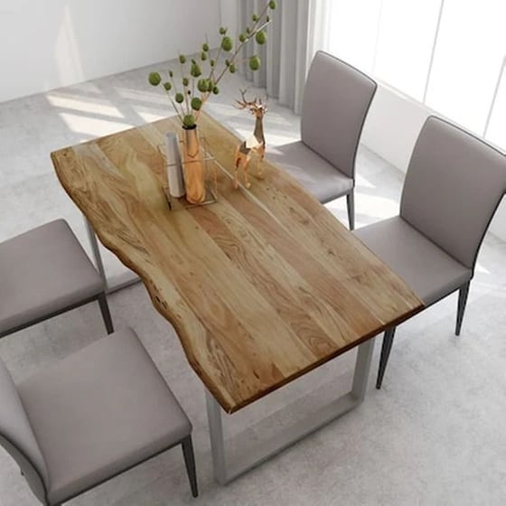 Τραπεζαρία Vidaxl από Μασίφ Ξύλο Ακακίας 160x80x76 cm - Μαύρο/Καφέ image 1