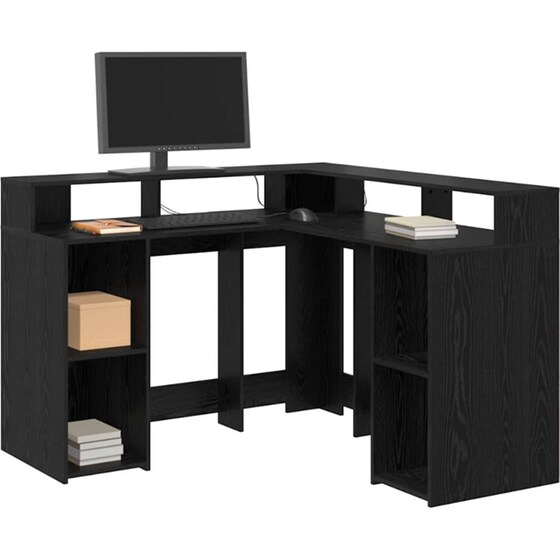 Γραφείο VidaXL από Επεξεργασμένο Ξύλο 130x130x91 cm - Μαύρη Οξιά image 2