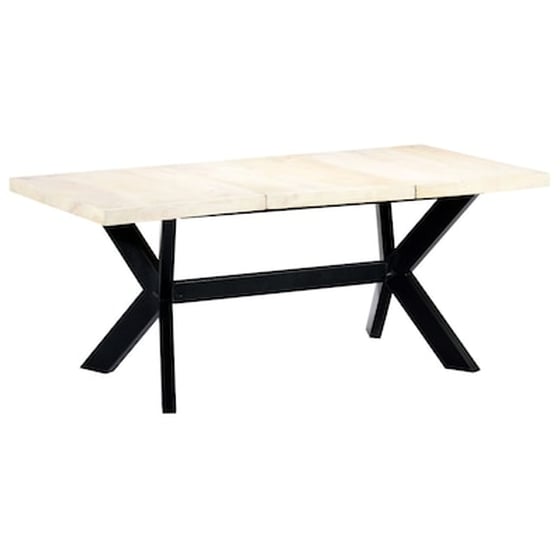 Τραπεζαρία Vidaxl από Μασίφ Ξύλο Μάνγκο 180x90x75 cm - Λευκή/Μαύρή image 0