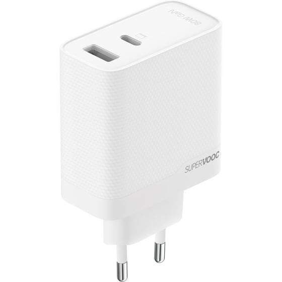 Φορτιστής Πρίζας Oppo SUPERVOOC Dual Port Power Adapter USB-A/USB-C 80W - White image 0