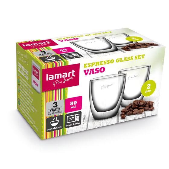 Σετ Φλιτζάνια Espresso Γυάλινα LAMART LT 9009 Διάφανα 80ml 2τμχ image 2