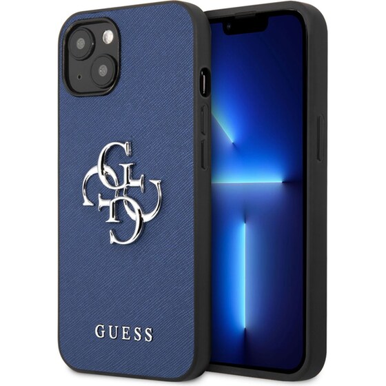 Θήκη Apple iPhone 13 - Guess 4g Logo Collection Hard Case PU Leather - Μπλε image 5
