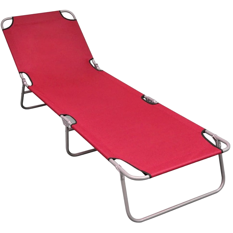 Ξαπλώστρα Παραλίας/Κήπου VidaXL Ατσάλινη 189x58x27 cm - Κόκκινο
