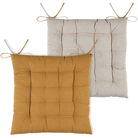 Μαξιλάρι Καρέκλας Spitishop 2 Όψεων από Βαμβάκι 40x40 cm - Κίτρινο/Γκρι image 0