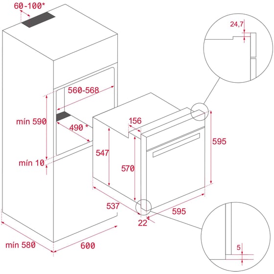 TEKA HSB 6350 FBK 70 L Μαύρο Εντοιχιζόμενος Φούρνος Άνω Πάγκου image 13