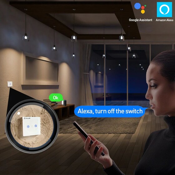 Έξυπνος Διακόπτης Tellur με Wi-Fi, SS2N 1800W - Λευκό image 4