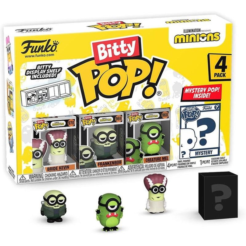 FUNKO Funko Bitty Pop! Minions - Bride Kevin, Frankenstein Bob, Creature Mel And Chase Mystery 4-pack Φιγούρες