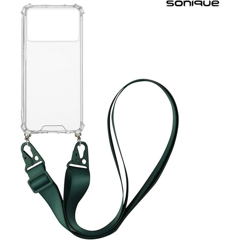 SONIQUE Θήκη Xiaomi Poco X6 Pro 5G - Sonique Armor Σιλικόνης Με Strap Πράσινο Σκούρο - Clear