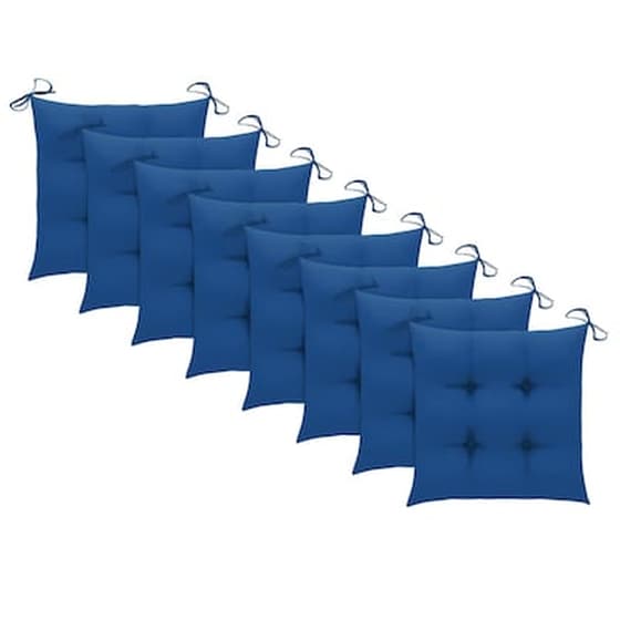 Καρέκλες Κήπου Vidaxl από Μασίφ Ξύλο Ακακίας με Μαξιλάρια 8 Τεμ. 61x57x92cm - Γκρι/Μπλε image 5