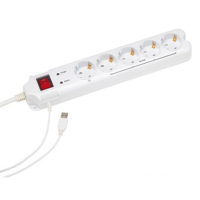 Πολύπριζο Ασφαλείας Gembird Power Cube Master Slave 5 Θέσεων 1.8m - Λευκό