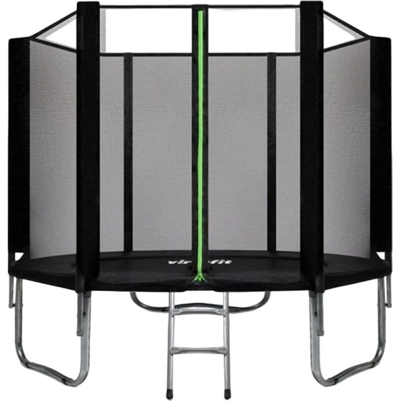 VIRTUFIT Τραμπολίνο με Δίχτυ Σκάλα 251 x 251 x 245 cm Μαύρο