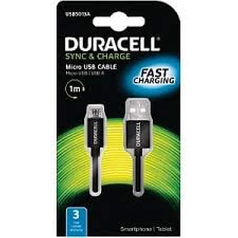 DURACELL Καλώδιο Duracell USB-A Male σε micro USB Male - 1m