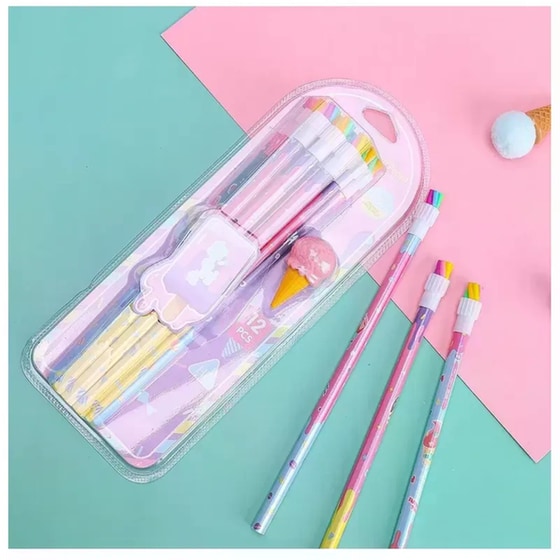 Μολύβια Blue Sky HB & Γόμα Παγωτό (12 Τεμάχια) image 2