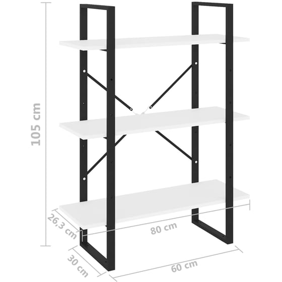 Βιβλιοθήκη VidaXL από Μοριοσανίδα 80x30x105 cm - Λευκό/Μαύρο image 4