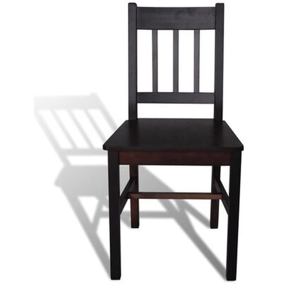 Καρέκλες Τραπεζαρίας Vidaxl από Ξύλο Πεύκου 2 Τμχ - Σκούρο Καφέ image 2