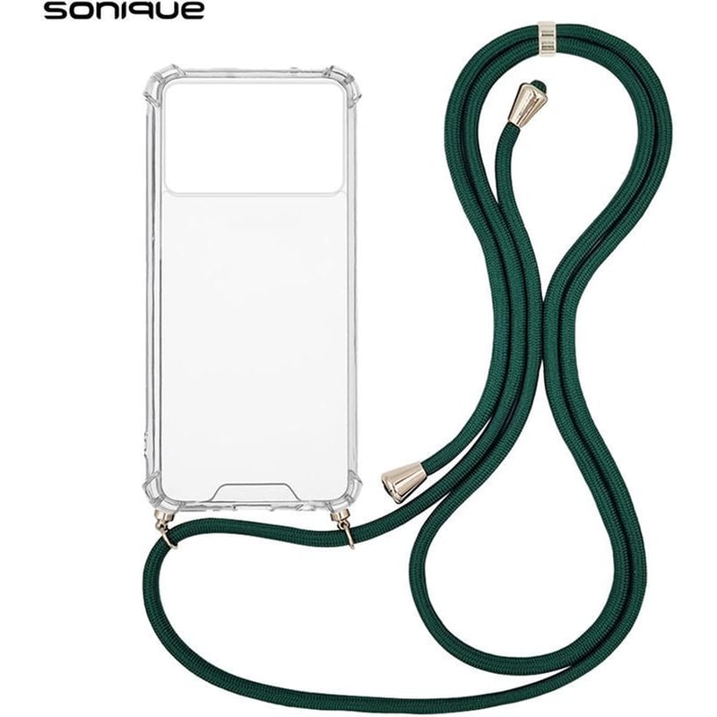 Θήκη Σιλικόνης Με Κορδόνι Sonique Armor Clear Xiaomi Poco X6 Pro 5g Πράσινο Σκούρο