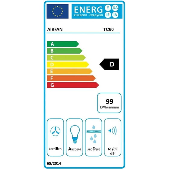AIRFAN TC60WH 60 cm Λευκό Απορροφητήρας Ελεύθερος image 6