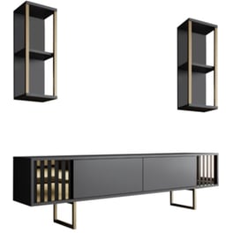 Έπιπλο Τηλεόρασης 24Mall Tricolore από Μοριοσανίδα 180x30x48 cm - Μαύρο/Ανθρακί