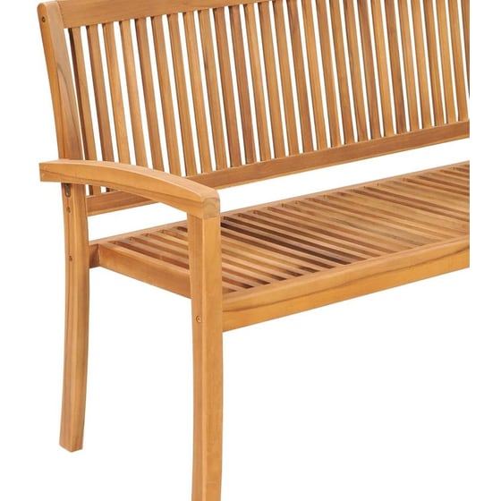 Παγκάκι Κήπου VidaXL με Μαξιλάρι από Μασίφ Ξύλο Teak 159x57.5x90 cm - Καφέ/Μαύρο image 2