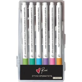 Σετ Στυλό Felt Pen Ρενέ 6 Τεμάχια Διάφορα Χρώματα