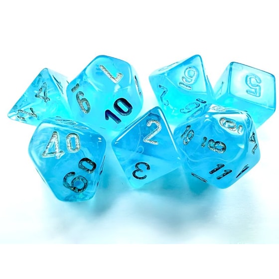 Luminary Sky/silver Mini Polyhedral 7-die Set CHESSEX image 0