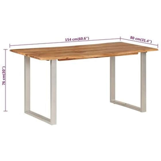 Τραπεζαρία Vidaxl από Μασίφ Ξύλο Ακακίας 160x80x76 cm - Μαύρο/Καφέ image 5