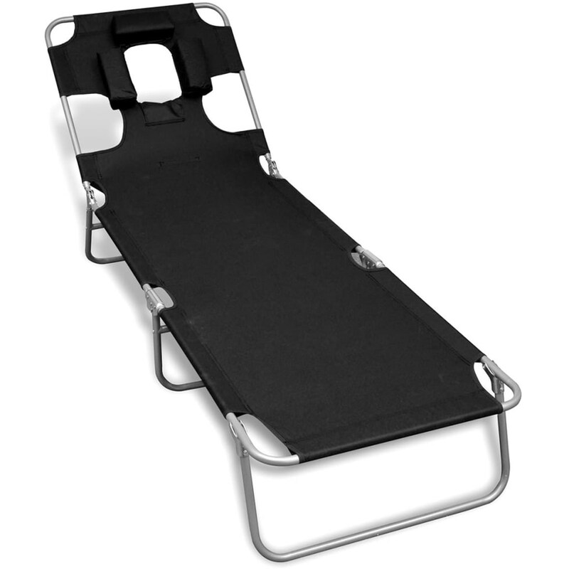 Ξαπλώστρα Παραλίας/ Κήπου VidaXL Ατσάλινη με Προσκέφαλο 189x58x27 cm - Ασημί/Μαύρο