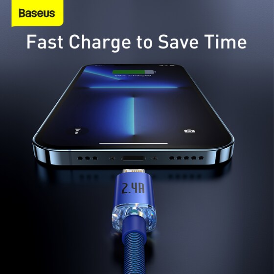 Καλώδιο δεδομένων Baseus Crystal Shine Braided Usb to Lightning 2m - Blue image 7