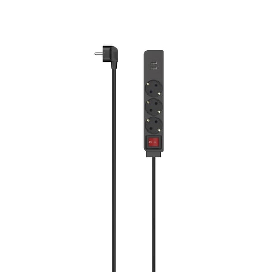 Πολύπριζο Hama 223182 3 Θέσεων & 2x Usb 1.4m - Μαύρο image 0