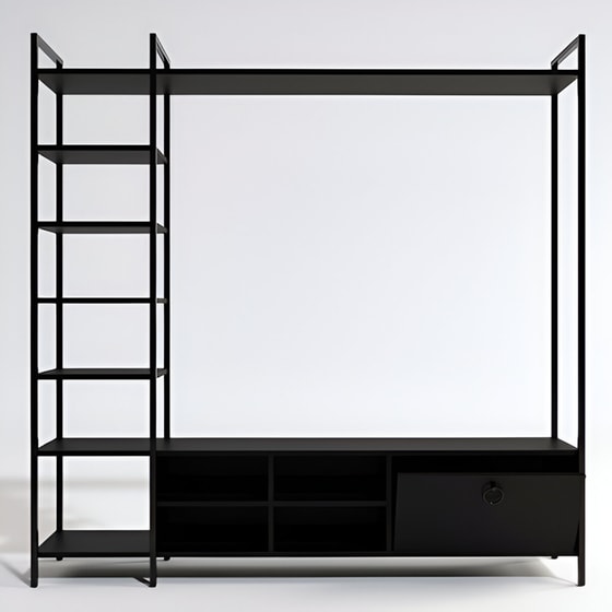 Έπιπλο Τηλεόρασης Biblo από Μοριοσανίδα 180x40x180cm - Μαύρο image 1