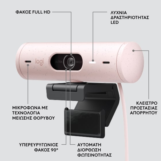 Logitech Brio 500 Web Camera Full HD 1080p Ροζ image 5