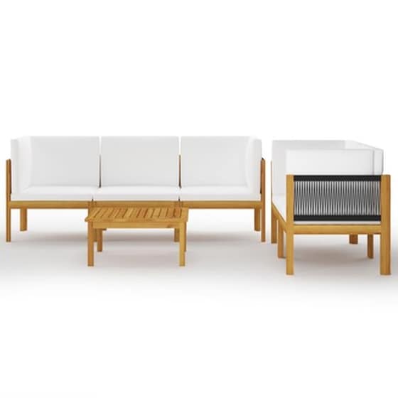 Vidaxl Σαλόνι Κήπου 6 Τεμαχίων Κρεμ Μασίφ Ξύλο Ακακίας Με Μαξιλάρια image 3