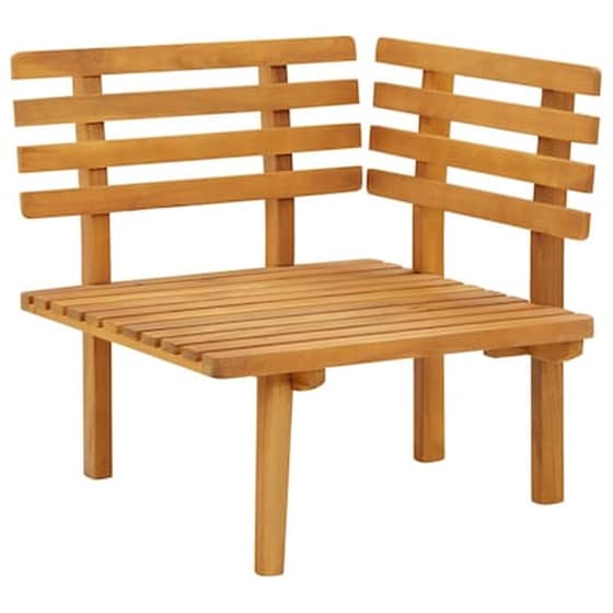 Καναπές Κήπου Γωνιακός VidaXL με Μαξιλάρια από Μασίφ Ξύλο Ακακίας 65x65x65 cm - Γκρι/Κρεμ image 5