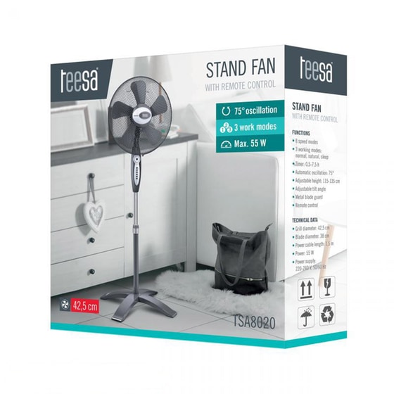 TEESA TSA8020 55W 42.5 cm  με Τηλεχειριστήριο Ανεμιστήρας Δαπέδου image 5